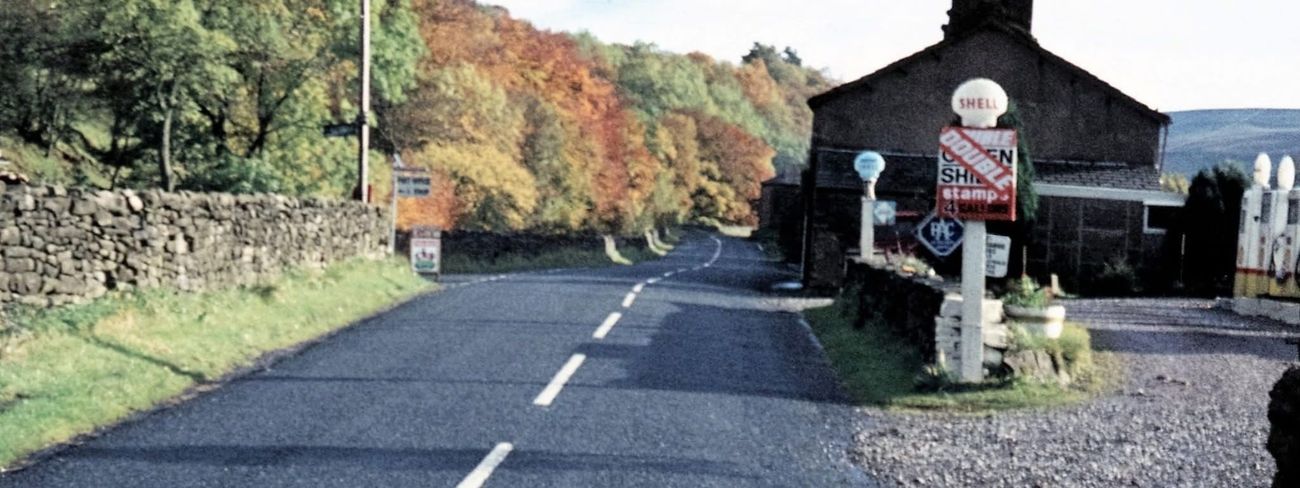 Historic garage and road in Garsdale
