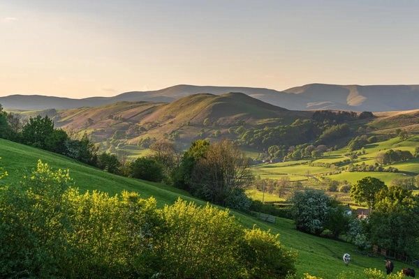 The rolling hills of Dentdale at sunset