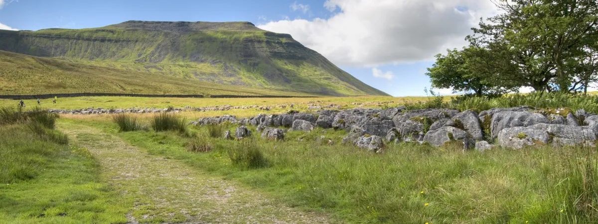 Ingleborough with limestone pavement in the Yorkshire Dales