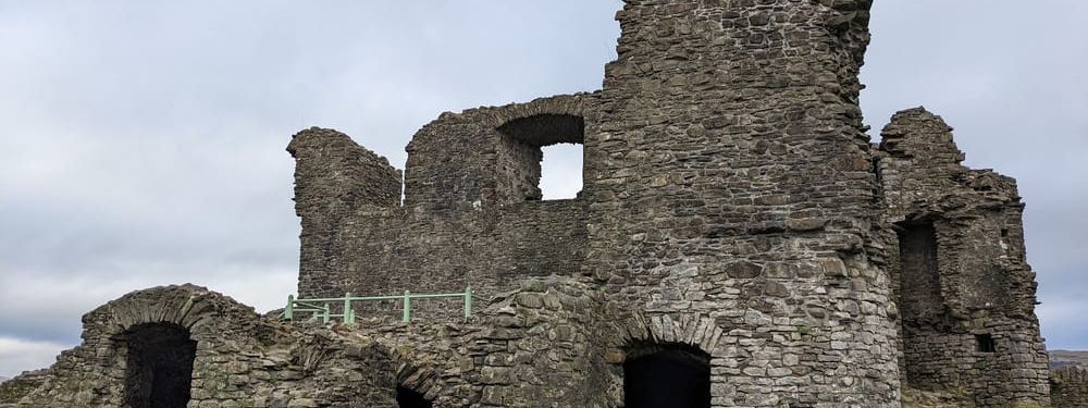 The ruins of Kendal Castle on the hill above the town in Cumbria