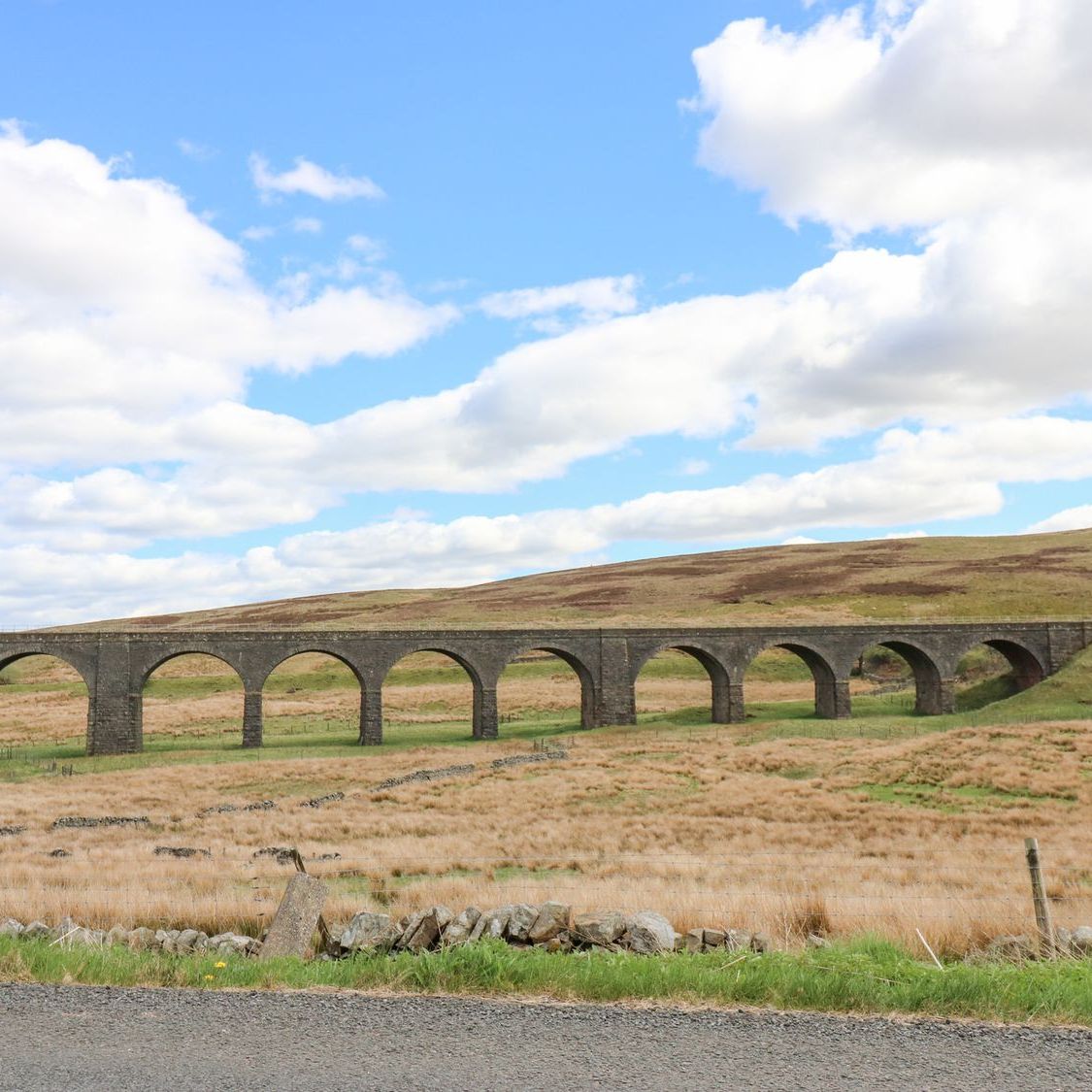 Dandry Mire viaduct on the Settle–Carlisle line near Garsdale, its arches crossing open moorland