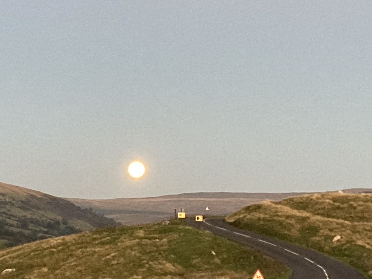 View over Langstone Fell at moonrise